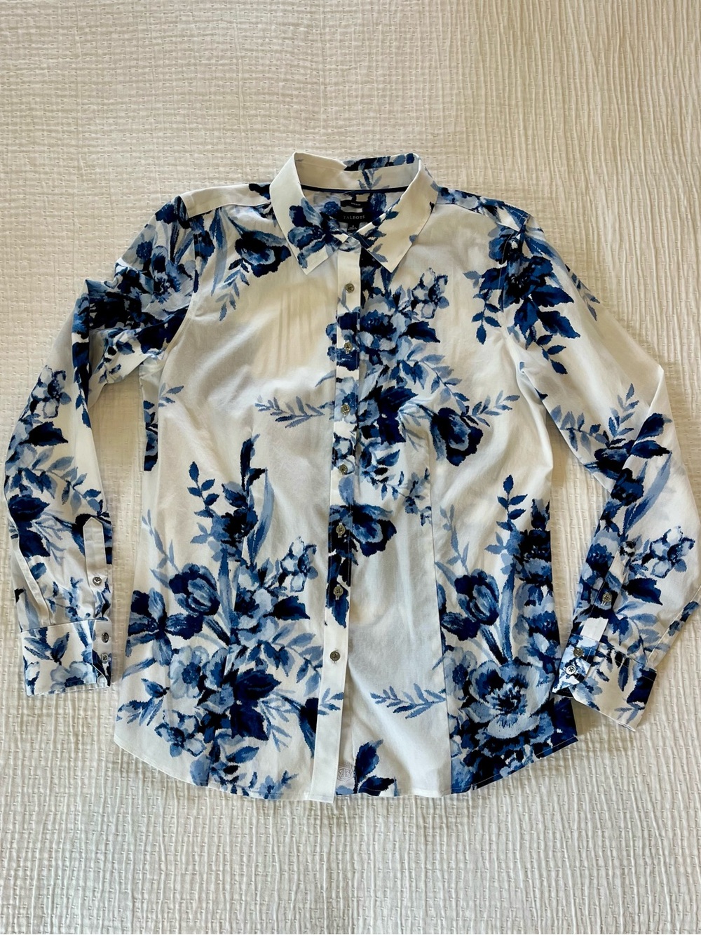 Talbots Non-Iron Blue & White Floral Shirt